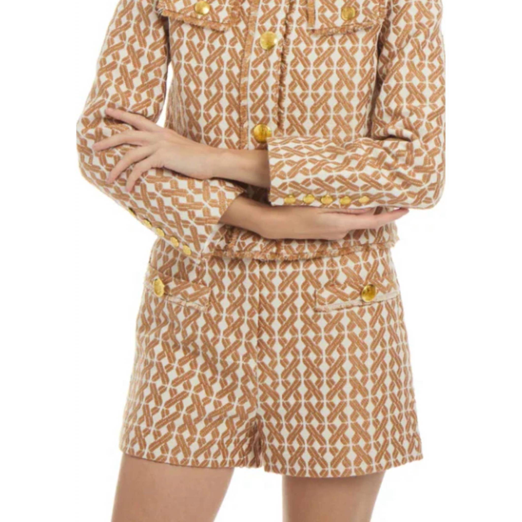 New Patty Kim Coco Pattern Shorts In Camel/Ivory